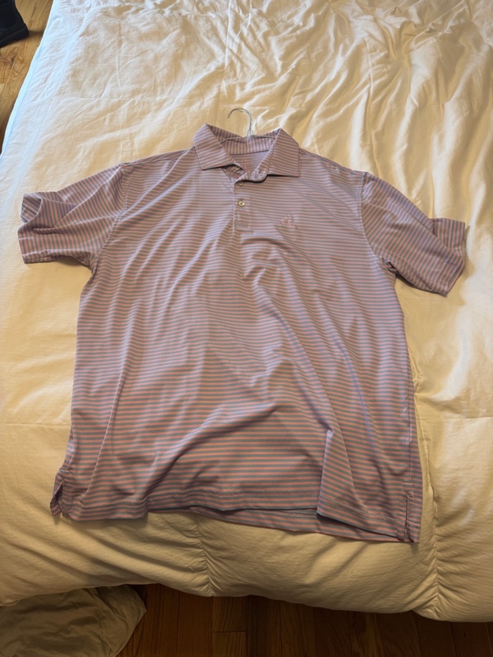 Men's Striped Rhoback Polo Shirt - light salmon/Pale Blue